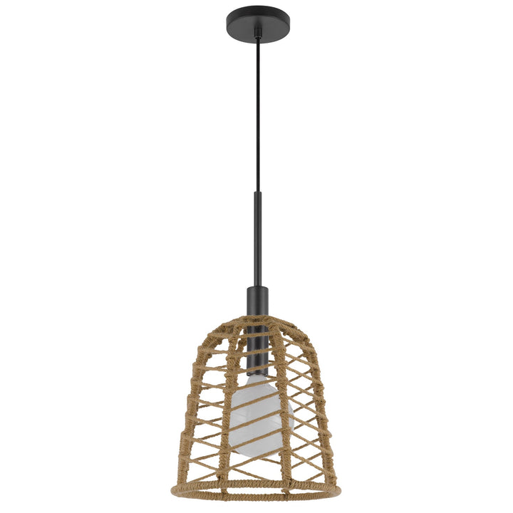 ##Antique Hardware## PARKTON 60W METAL PENDANT WITH BURLAP ROPED SHADE