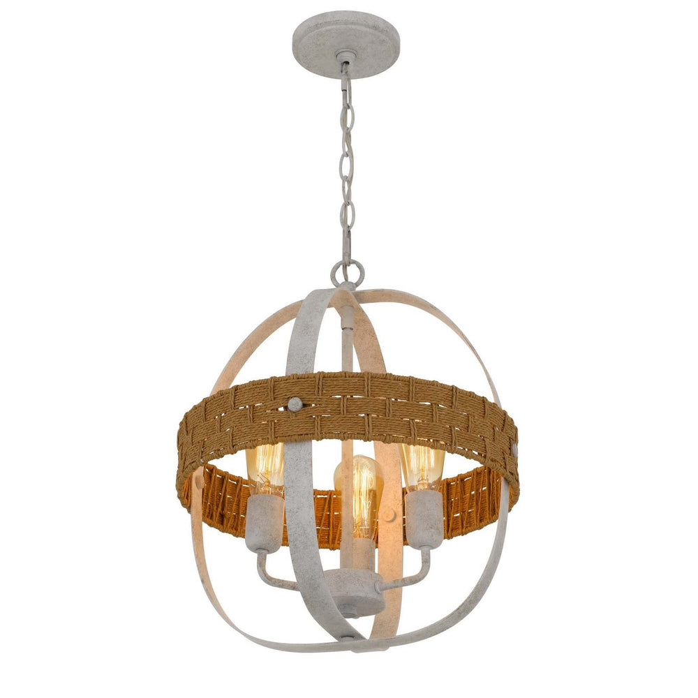 ##Antique Hardware## 60W X 3 BARTON METAL CHANDELIER WITH RATTAN DESIGN