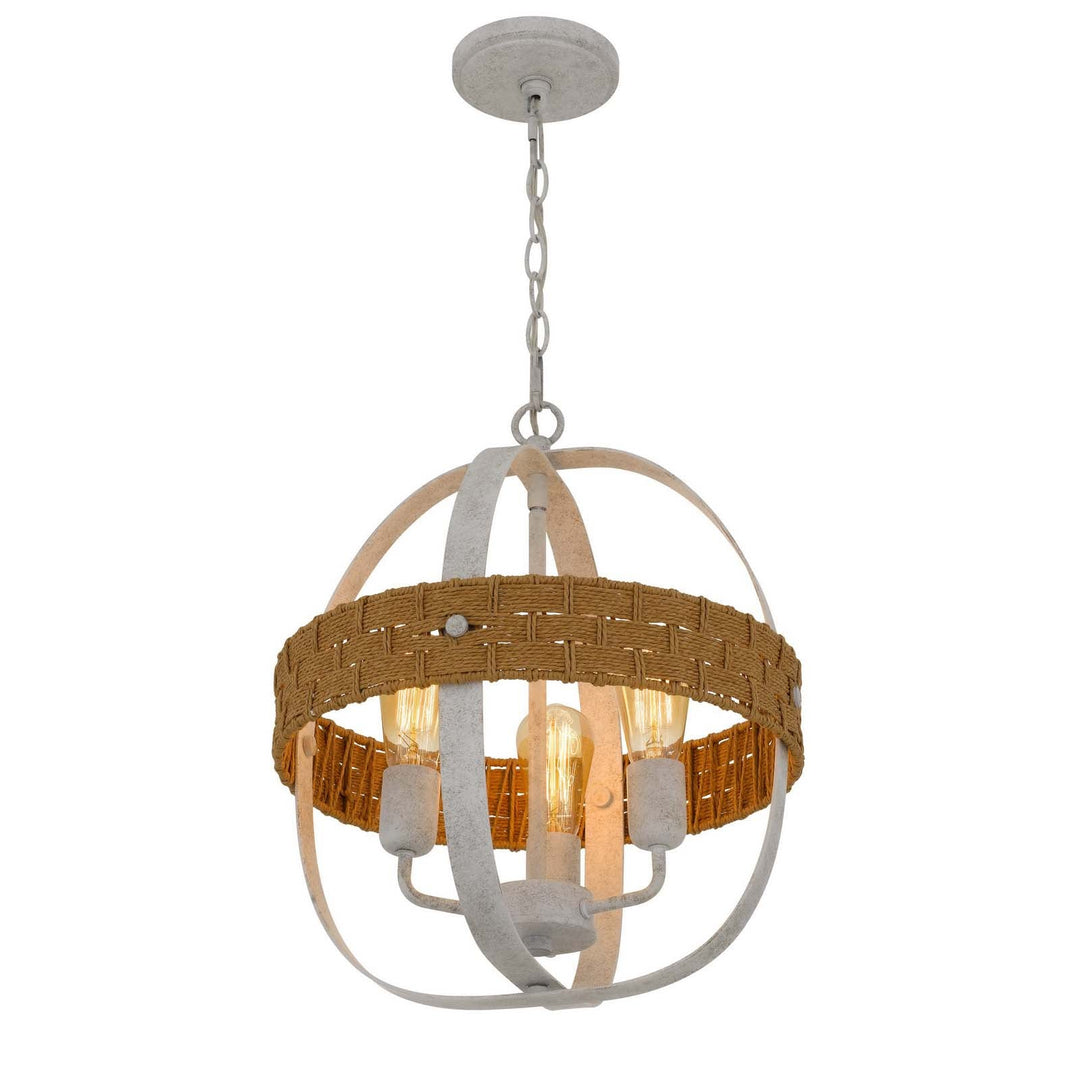 ##Antique Hardware## 60W X 3 BARTON METAL CHANDELIER WITH RATTAN DESIGN