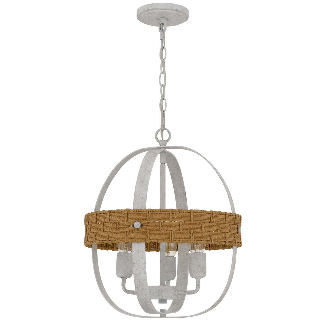 ##Antique Hardware## 60W X 3 BARTON METAL CHANDELIER WITH RATTAN DESIGN