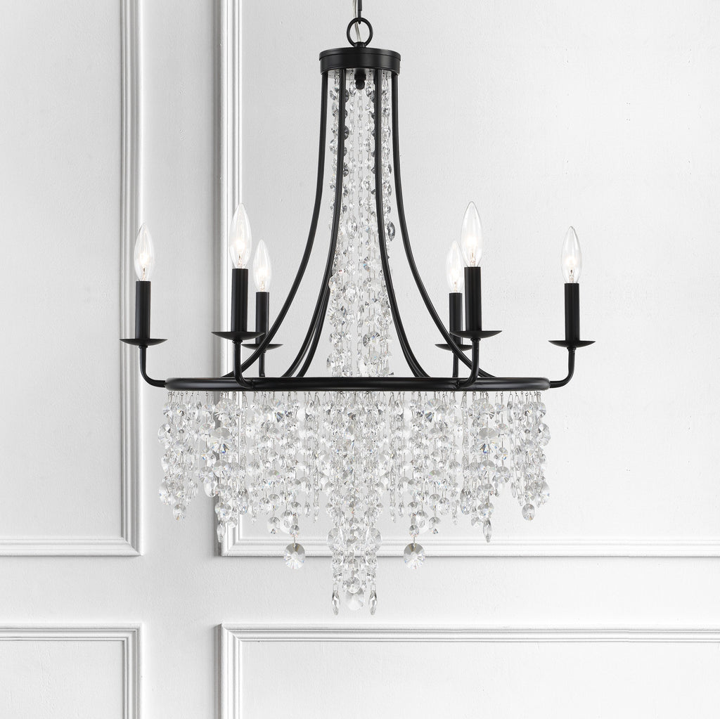 ##Antique Hardware## Gabrielle 6 Light Matte Black Chandelier