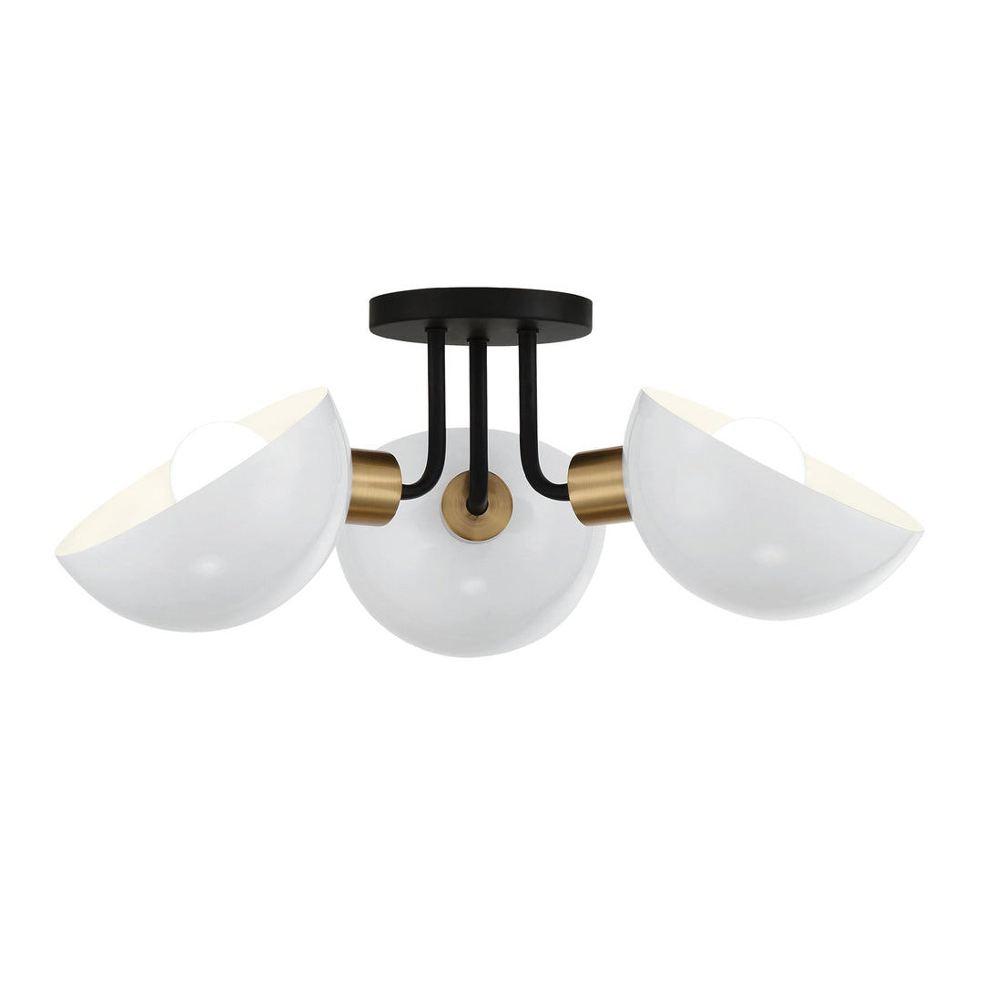 ##Antique Hardware## Gigi 3 Light Black + Aged Brass Semi Flush Mount