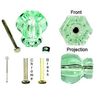 ##Antique Hardware## 1 1/2 Inch Depression Hexagon Glass Cabinet and Furniture Knobs (Several Colors Available)