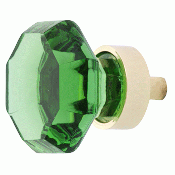 Antique Hardware 1 3/8 Inch Emerald Green Glass Octagon Old Town Cabinet & Furniture Knob CABINET KNOB