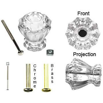 ##Antique Hardware## Astoria 1 1/4 Inch Clear Glass Decagon Ten Sided Drawer Cabinet & Furniture Knobs
