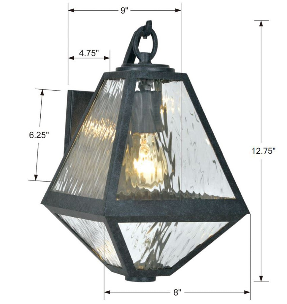 ##Antique Hardware## Brian Patrick Flynn Glacier 1 Light Black Charcoal Outdoor Sconce