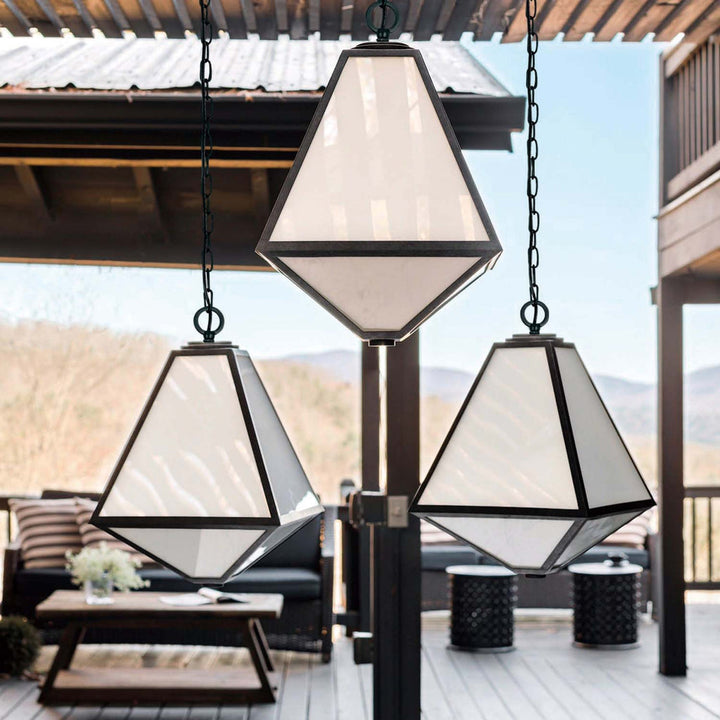 ##Antique Hardware## Brian Patrick Flynn Glacier 3 Light Black Charcoal Outdoor Pendant