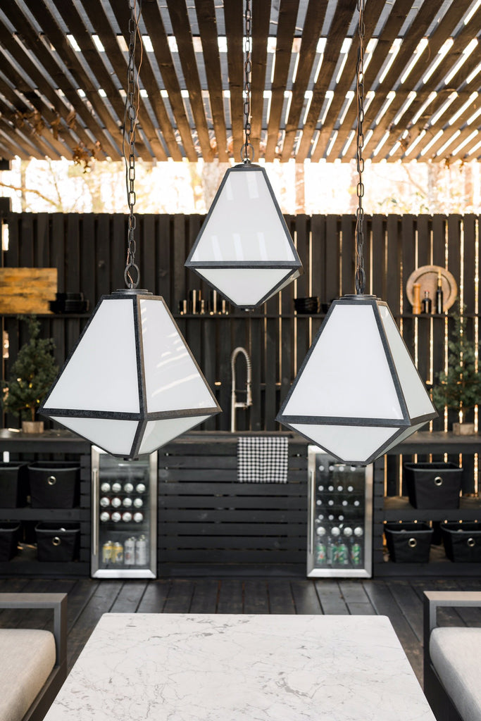 ##Antique Hardware## Brian Patrick Flynn Glacier 3 Light Black Charcoal Outdoor Pendant