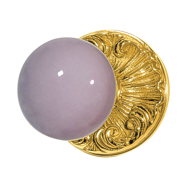 Grey Porcelain Door Knob Set with Romanesque Rosette