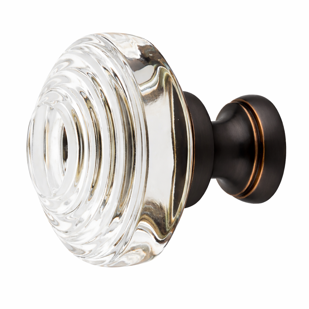1 5/8 Inch Clear Crystal Glass Deco Cabinet & Furniture Knob