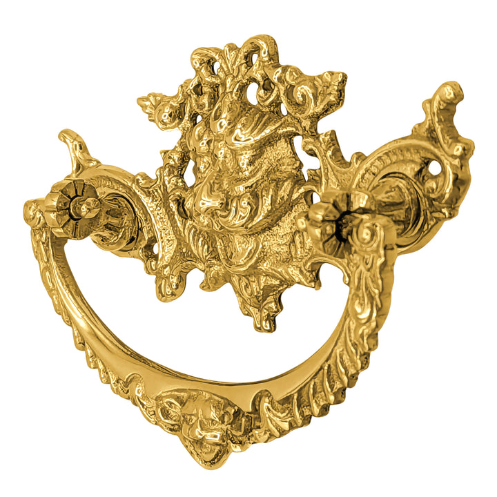4 1/8 Inch Solid Brass Rococo Gargoyle Bail Pull