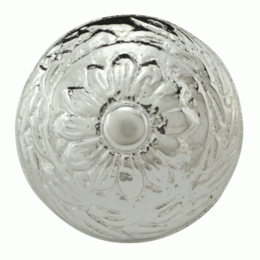 ##Antique Hardware## 1 1/4 Inch Ornate Floral Round Solid Brass Cabinet & Furniture Knob