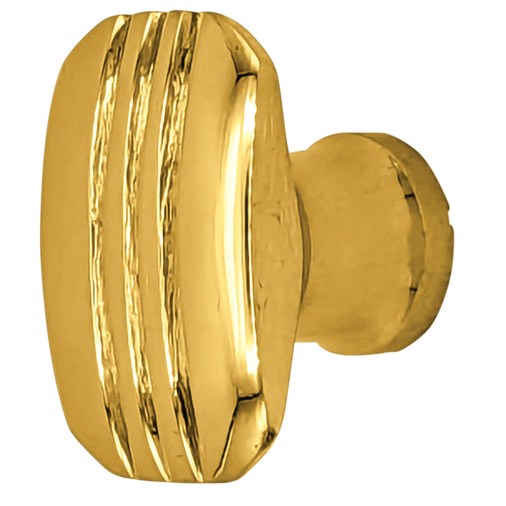 Brass Art Deco Style Rectangular Art Deco Style Lined Knob for Cabinets & Furniture