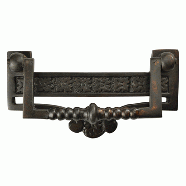 ##Antique Hardware## 3 1/2 Inch (3 Inch c-c) Solid Brass Eastlake Flower Bail Pull