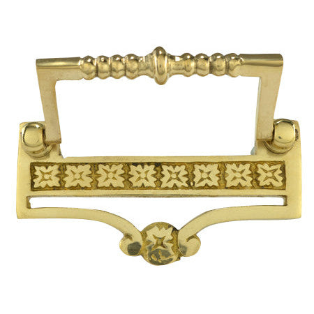 ##Antique Hardware## 3 1/2 Inch (3 Inch c-c) Solid Brass Eastlake Flower Bail Pull