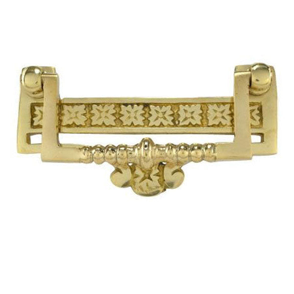 ##Antique Hardware## 3 1/2 Inch (3 Inch c-c) Solid Brass Eastlake Flower Bail Pull