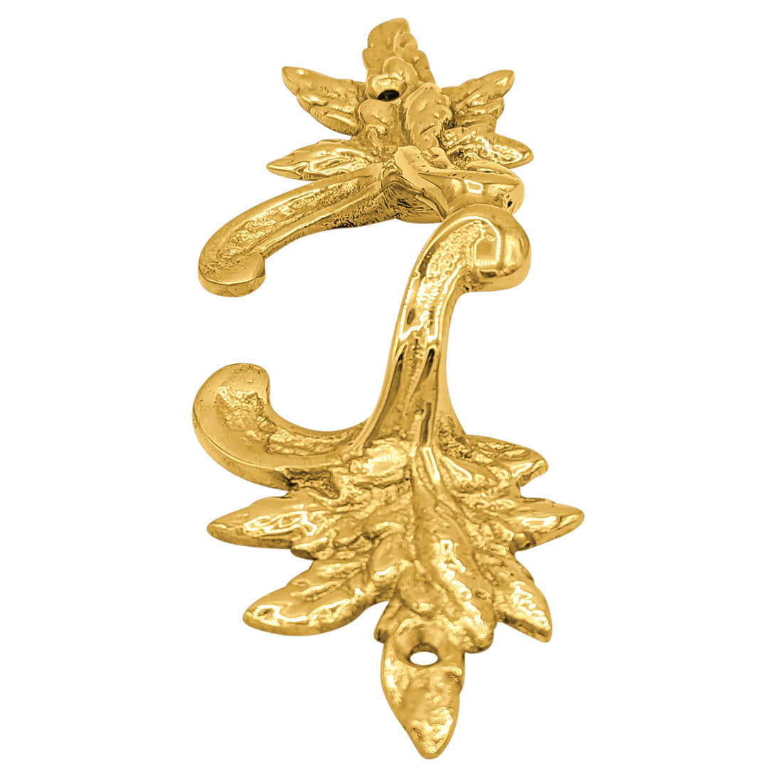 6 Inch (4 3/8 Inch C-C) Solid Brass Ornate French Leaves Pull