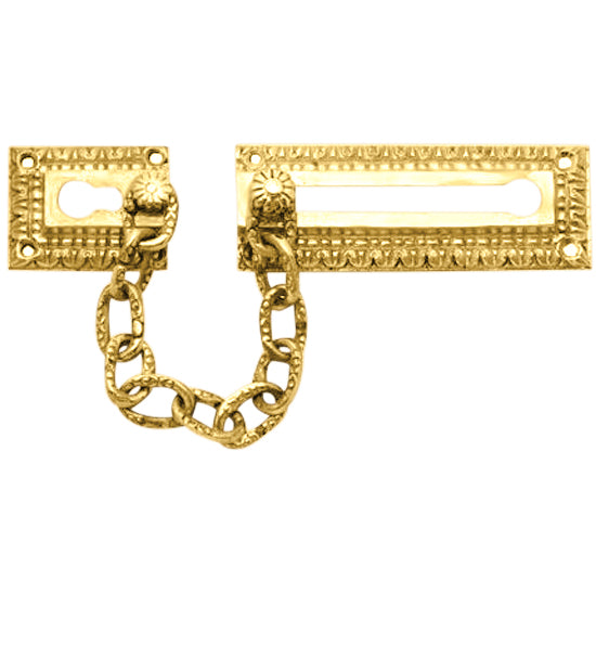 Egg & Dart Pattern Solid Brass Door Chain Guard