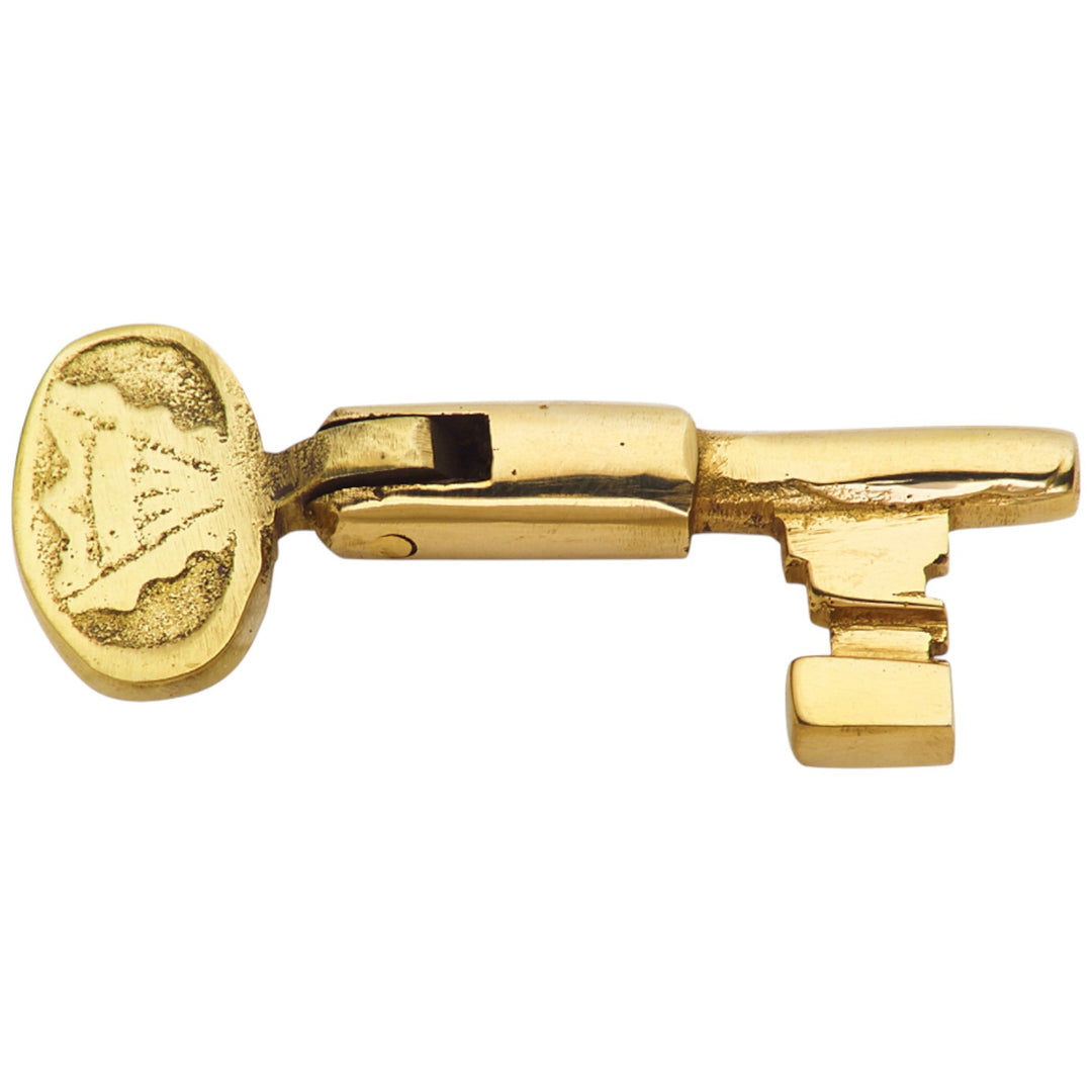 ##Antique Hardware## 2 1/8 Inch Solid Brass Pull Pivoting Skeleton Key