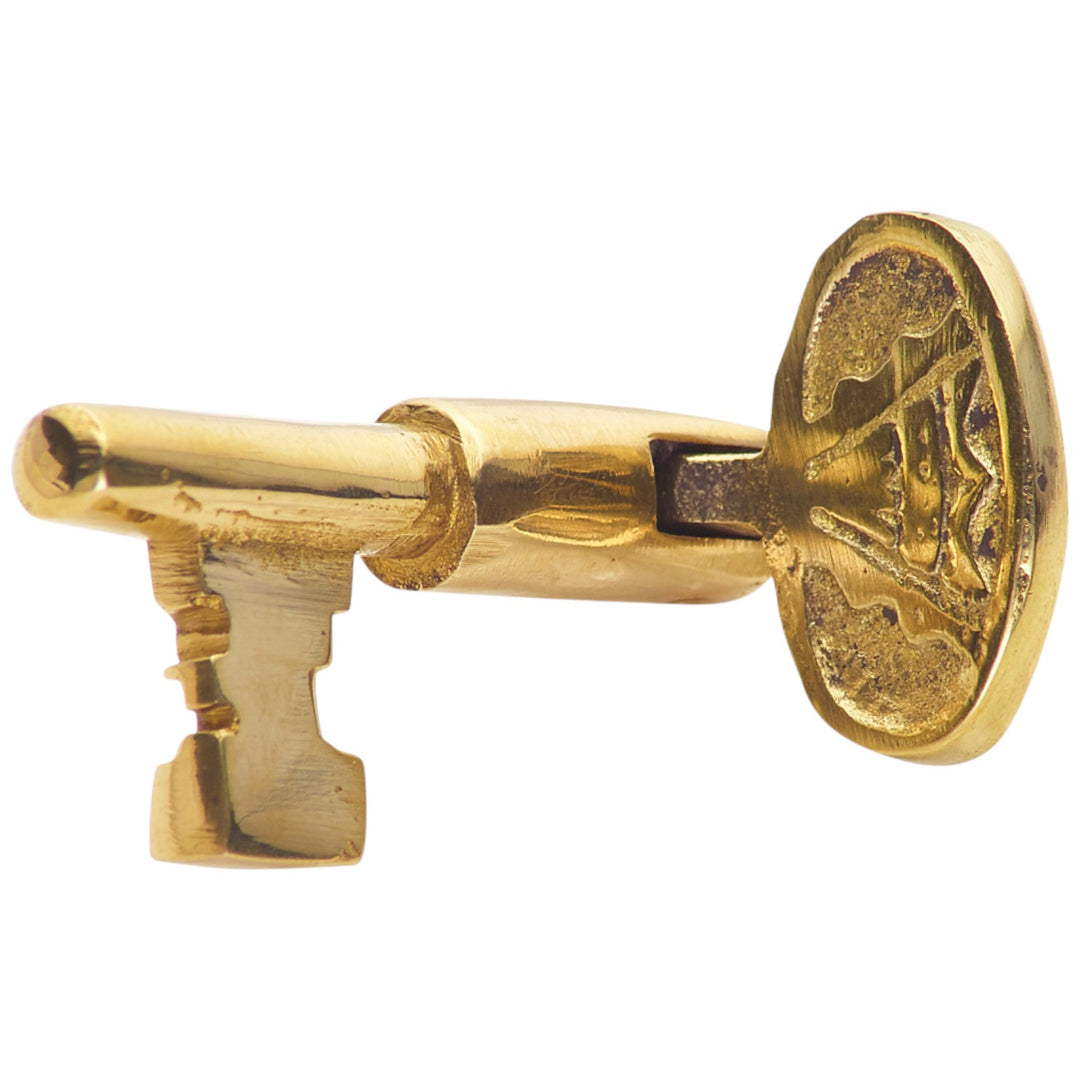 ##Antique Hardware## 2 1/8 Inch Solid Brass Pull Pivoting Skeleton Key