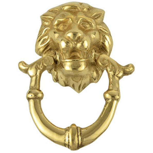 ##Antique Hardware## 2 4/5 Inch Solid Brass Lion Drop Drawer Ring Pull
