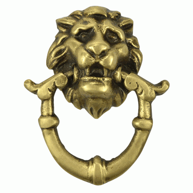 ##Antique Hardware## 2 4/5 Inch Solid Brass Lion Drop Drawer Ring Pull