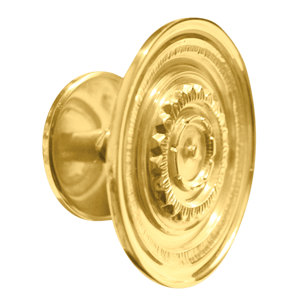 3 1/2 Inch Floral Disc French Oversized Patterned Knob (Several Finishes Available)