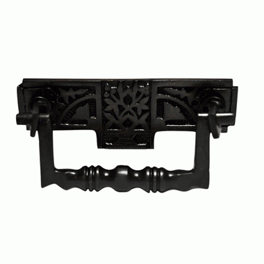 ##Antique Hardware## 3 3/8 Inch (2 3/4 Inch c-c) Leaf Deco Bail Pull