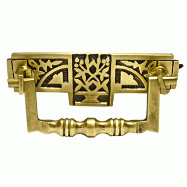 ##Antique Hardware## 3 3/8 Inch (2 3/4 Inch c-c) Leaf Deco Bail Pull