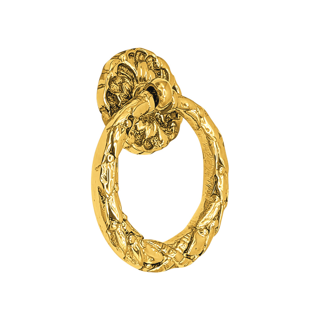 2 1/4 Inch Solid Brass French Floral Drawer Ring Pull