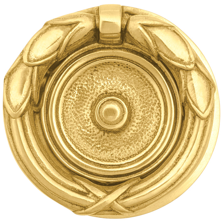 2 3/4 Inch Solid Brass Ribbon & Reed Drawer Ring Pull