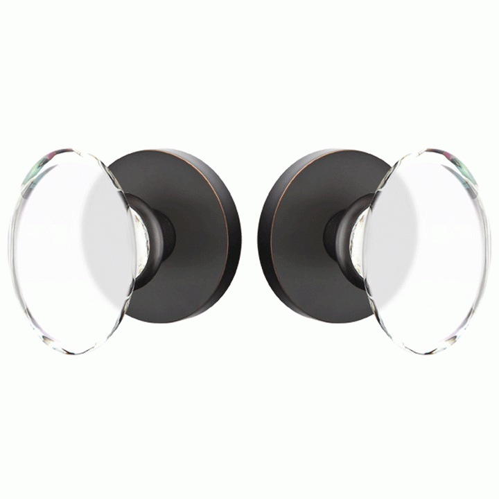 ##Antique Hardware## Crystal Hampton Door Knob Set With Disk Rosette (Several Finish Options)