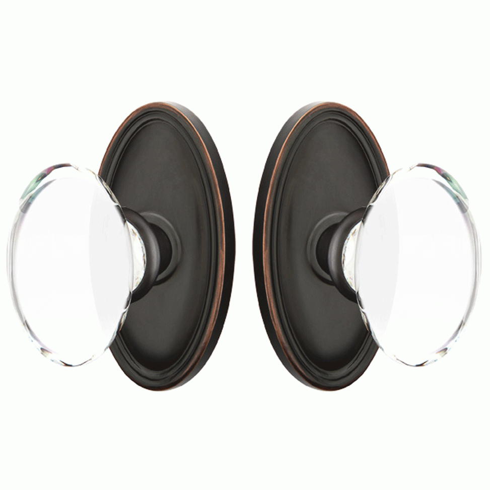 ##Antique Hardware## Crystal Hampton Door Knob Set With Oval Rosette (Several Finish Options)