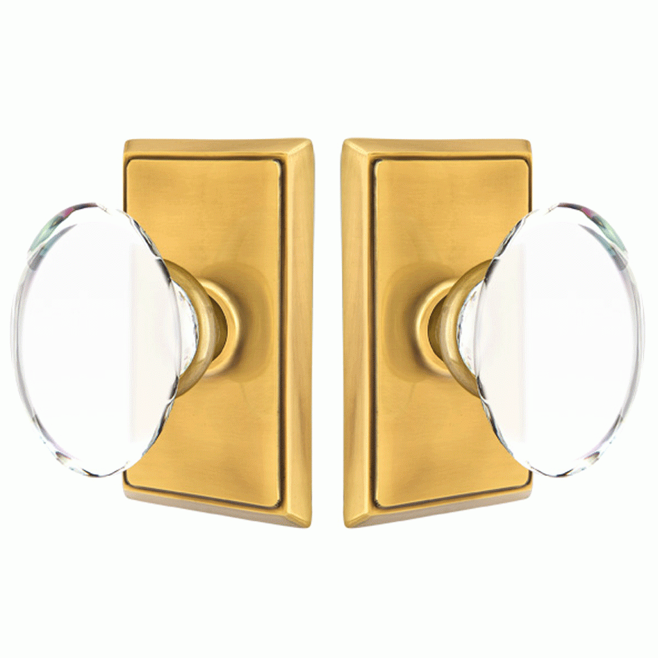 ##Antique Hardware## Crystal Hampton Door Knob Set With Rectangular Rosette (Several Finish Options)
