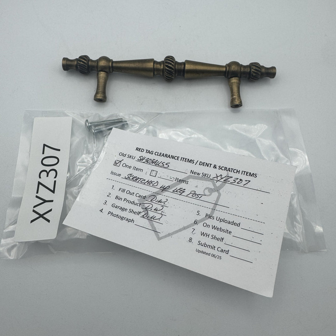 5 Inch Overall (3 Inch c-c) Solid Brass Georgian Roped Style Pull (Antique Brass Finish)