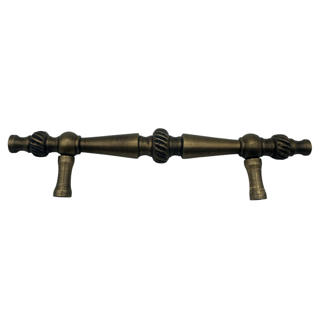 5 Inch Overall (3 Inch c-c) Solid Brass Georgian Roped Style Pull (Antique Brass Finish)