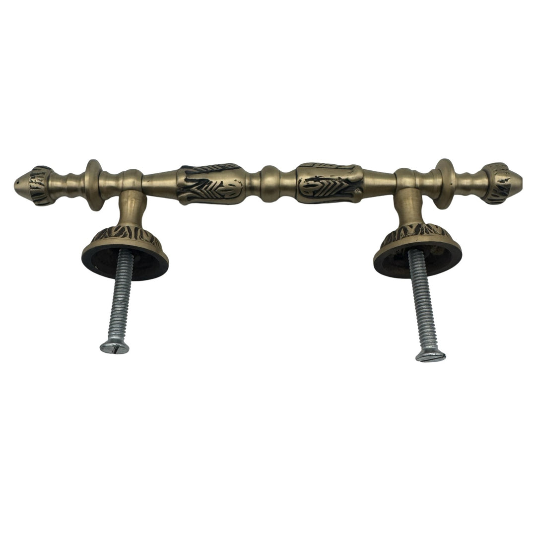 8 Inch (4 1/2 Inch C-C) Solid Brass French Empire Door Pull (Antique Brass Finish)