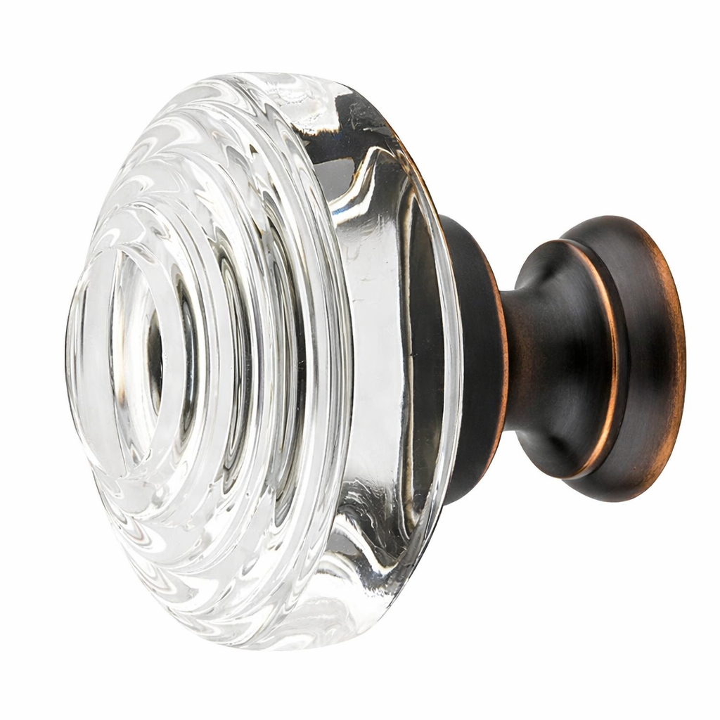 1 1/4 Inch Clear Crystal Glass Deco Cabinet & Furniture Knob