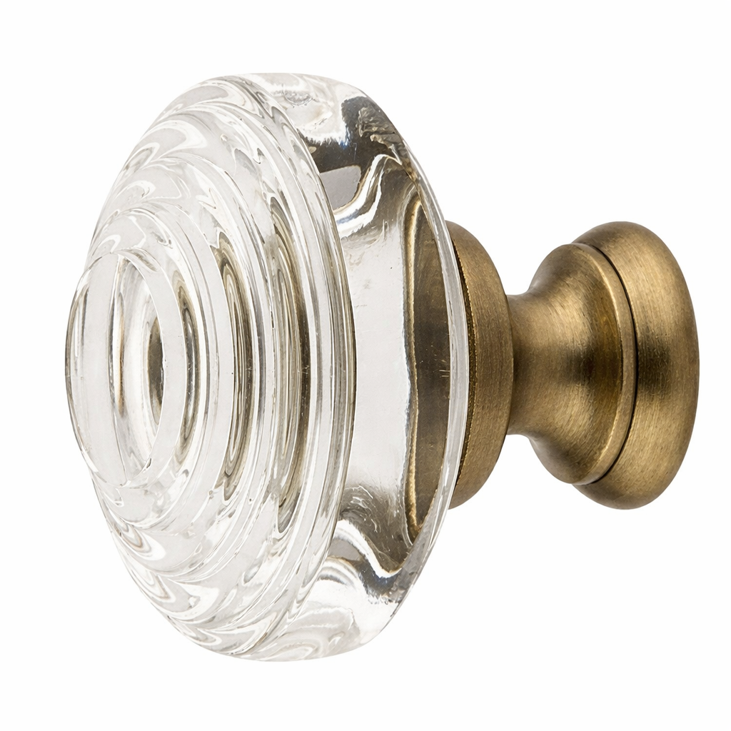 1 1/4 Inch Clear Crystal Glass Deco Cabinet & Furniture Knob