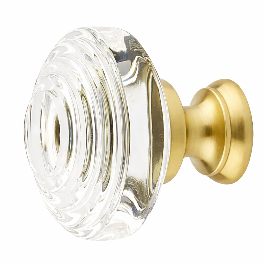 1 1/4 Inch Clear Crystal Glass Deco Cabinet & Furniture Knob
