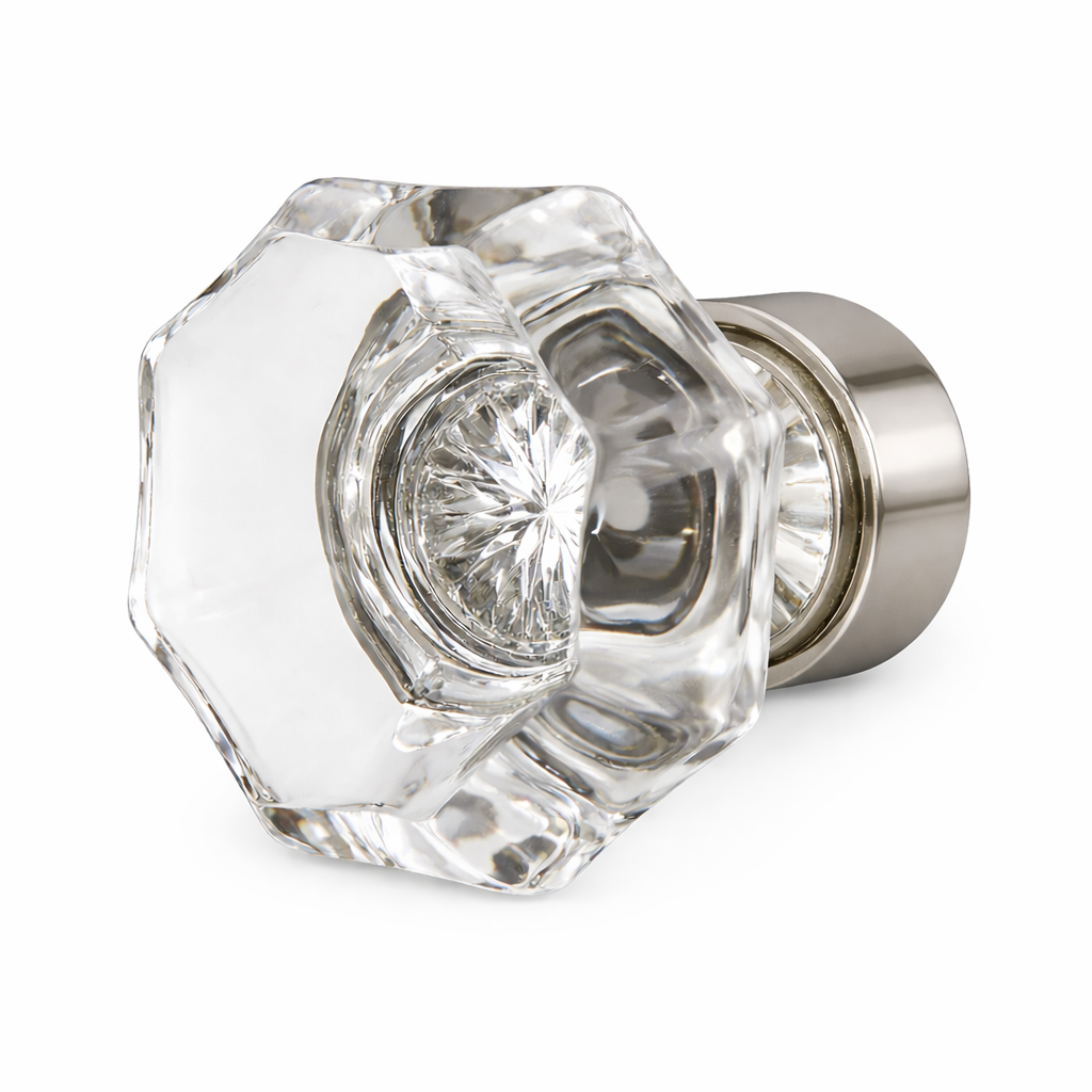 1 3/8 Inch Crystal Clear Octagon Old Town Cabinet and Furniture Knob