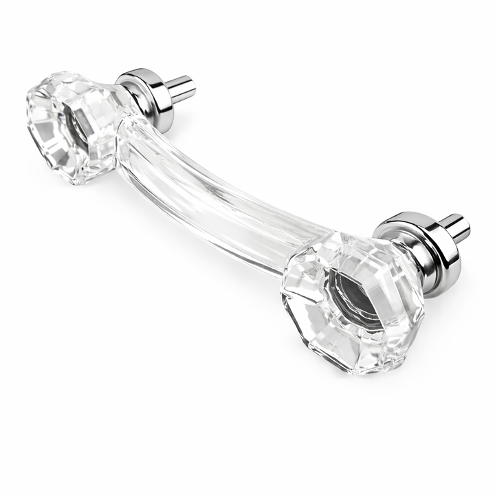 4 Inch Overall (3 Inch c-c) Clear Glass Old Town Octagon Shape Cabinet Pulls (Several Finishes Available)