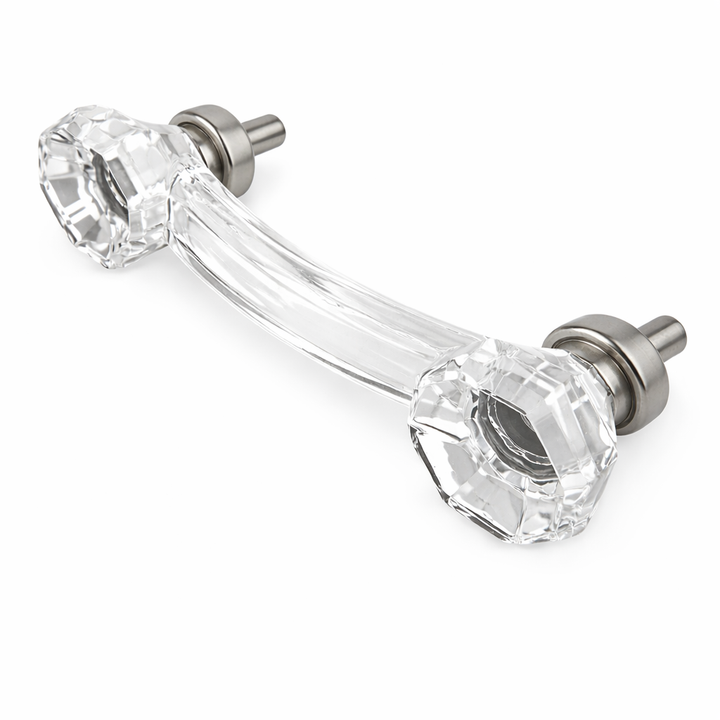 4 Inch Overall (3 Inch c-c) Clear Glass Old Town Octagon Shape Cabinet Pulls (Several Finishes Available)
