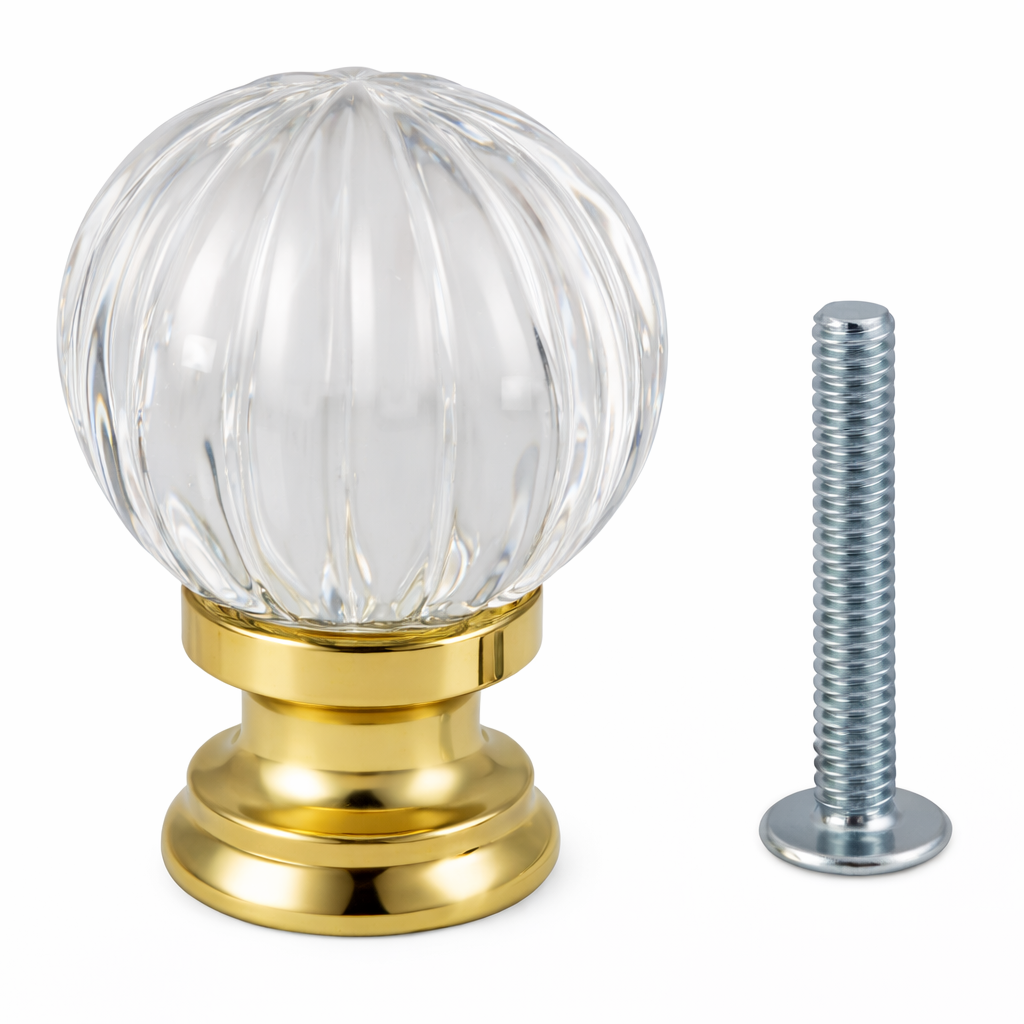 1 1/4 Inch Crystal Pumpkin Style Cabinet & Furniture Knob