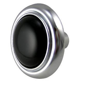Antique Hardware 1 1/4 Inch Chrome & Black Ceramic Round Button Cabinet & Furniture Knob CABINET KNOB