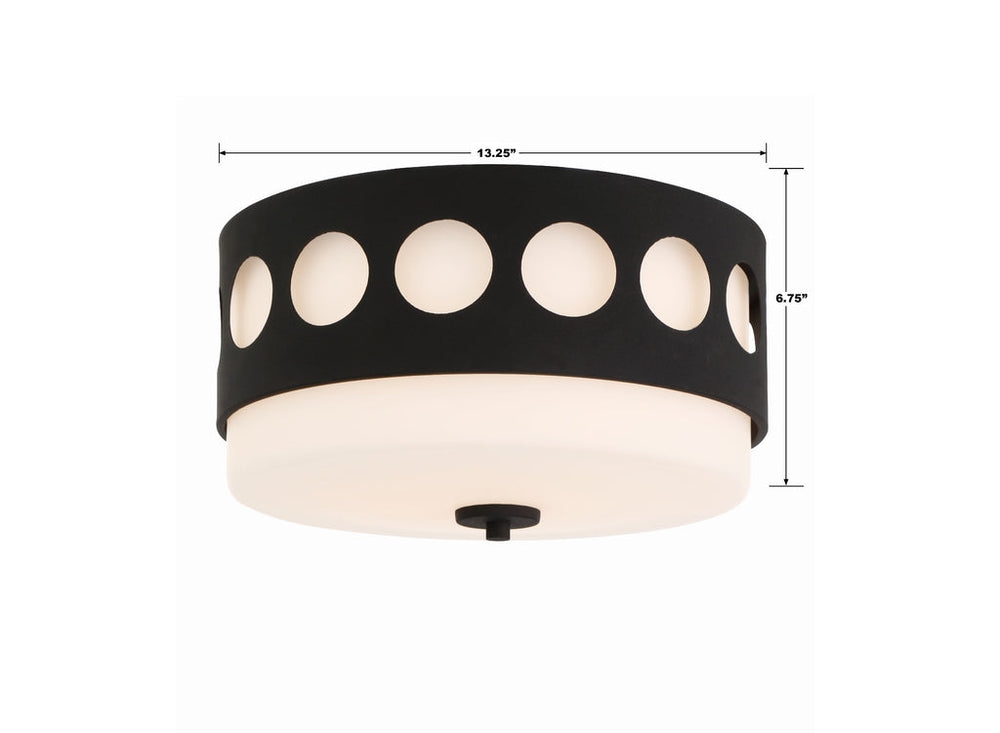 ##Antique Hardware## Kirby 2 Light Black Forged Flush Mount
