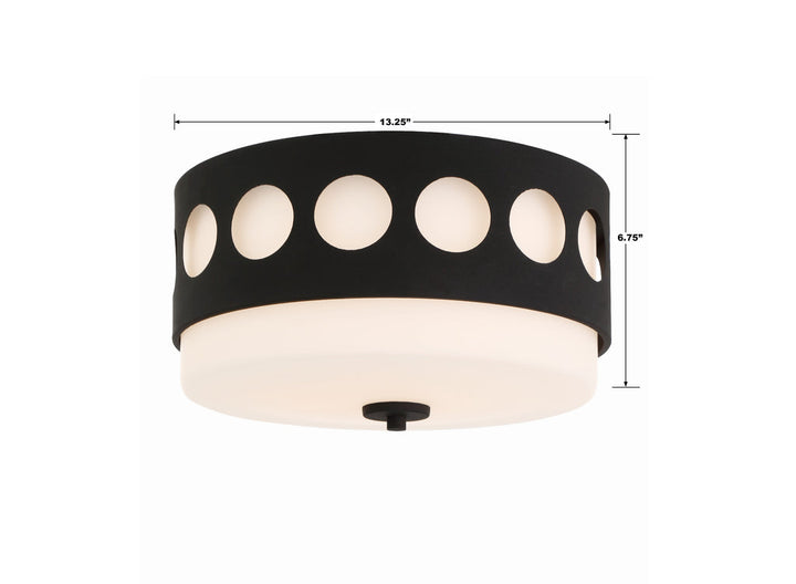 ##Antique Hardware## Kirby 2 Light Black Forged Flush Mount