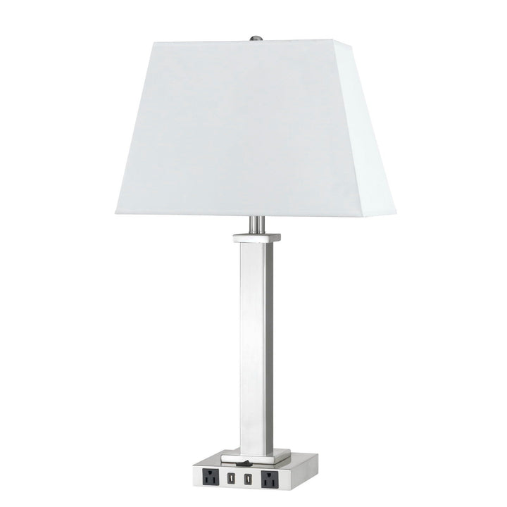 ##Antique Hardware## 100W METAL NIGHT STAND LAMP WITH 2 USB AND 2 POWER OUTLETS, ON OFF ROCKER BASE SWITCH