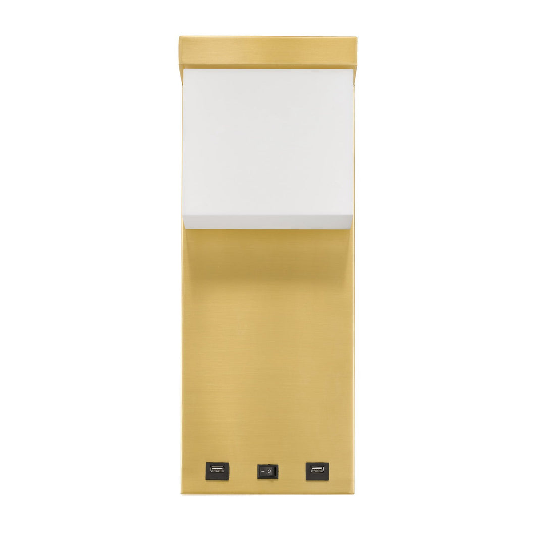 ##Antique Hardware## GETAFE METAL LED BEDSIDE WALL SCONCE WITH ROCKER SWITCH AND 2 USB CHARGING PORTS