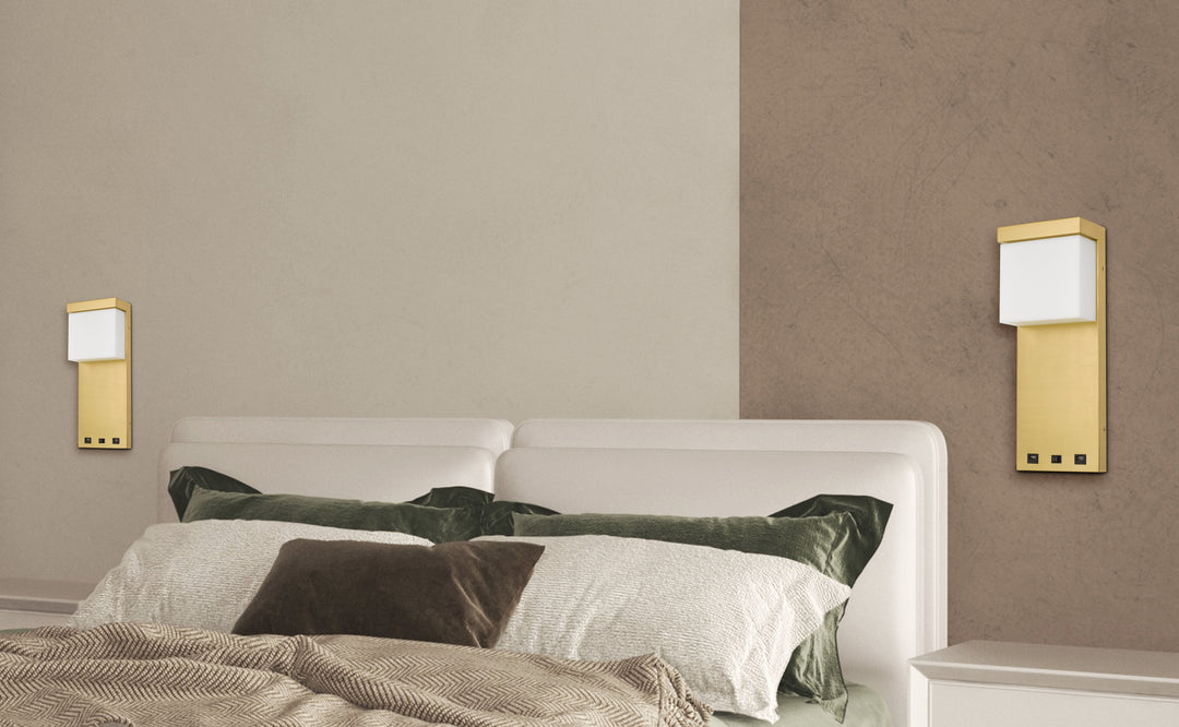 ##Antique Hardware## GETAFE METAL LED BEDSIDE WALL SCONCE WITH ROCKER SWITCH AND 2 USB CHARGING PORTS